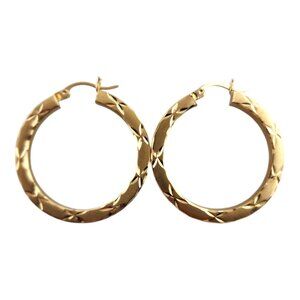 14 Karat Yellow Gold Circle Hoop Earrings # 19342